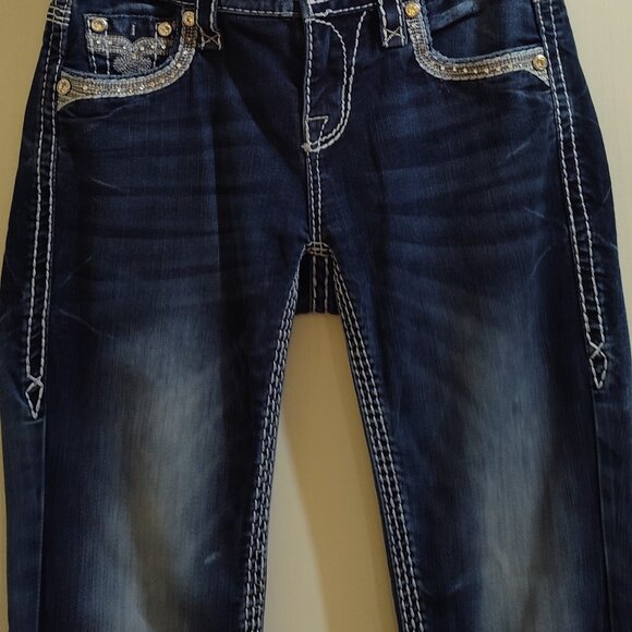 Rock Revival sz 26 "Sherry" Crystal Rhinestone Style E8439MB8R Embellished Jeans - Picture 3 of 11
